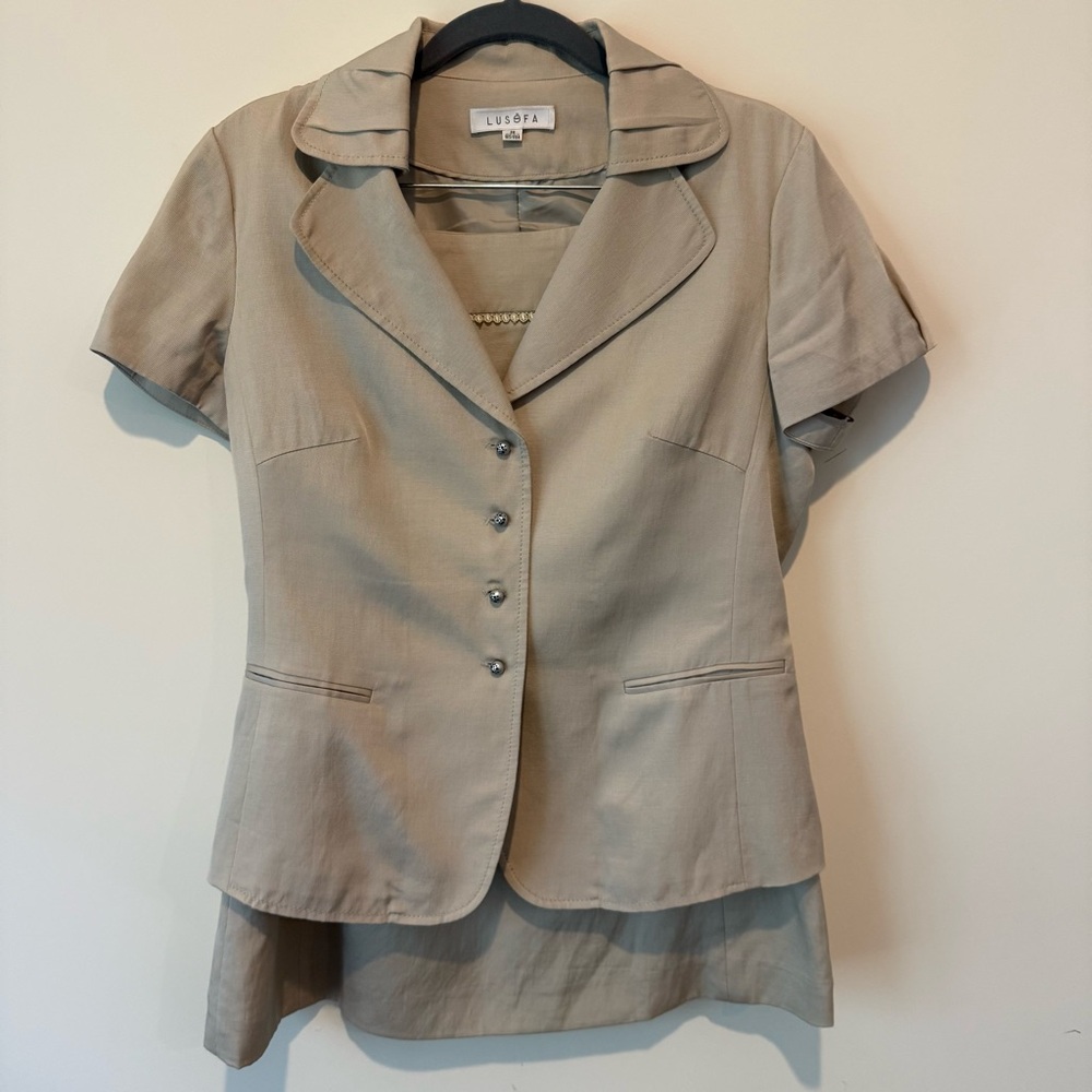 Tan Jacket & Skirt Set